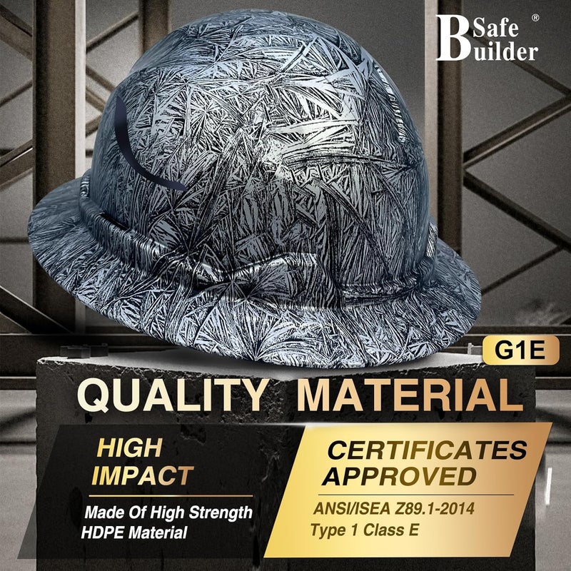 SAFEBUILDER G1E Construction Full Brim Hard Hats ANSI Class E HDPE Safety Helmet Hardhats Sunshade Industrial Head Protection - Image 2